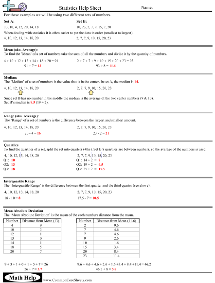 Statistics Worksheets -  worksheet